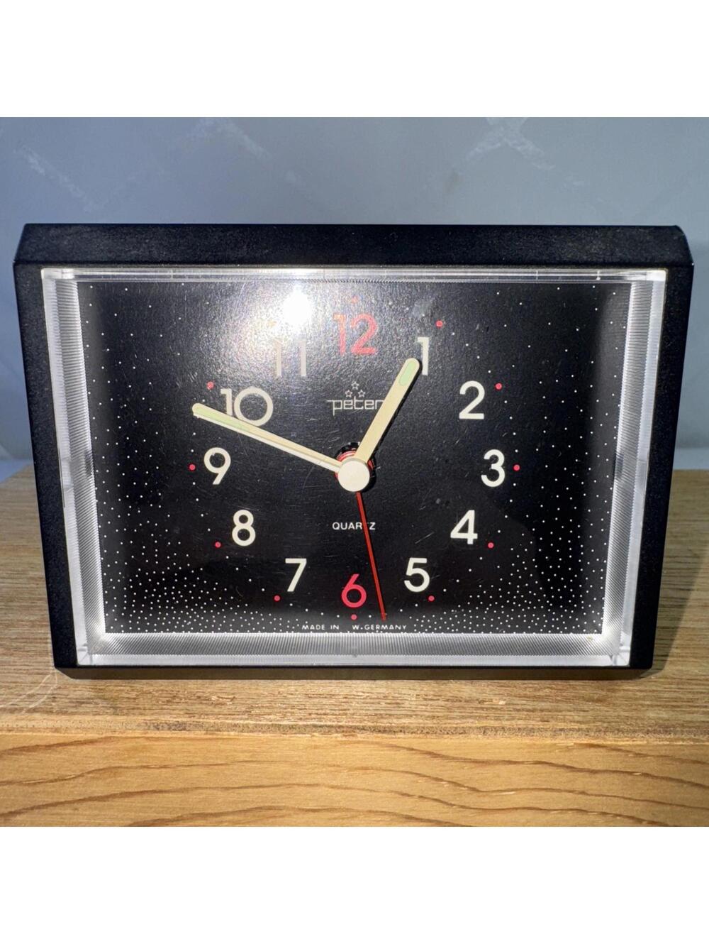 Peter Alarm Clock Quartz Modern Retro, Red And Black West Germany ,Excellent